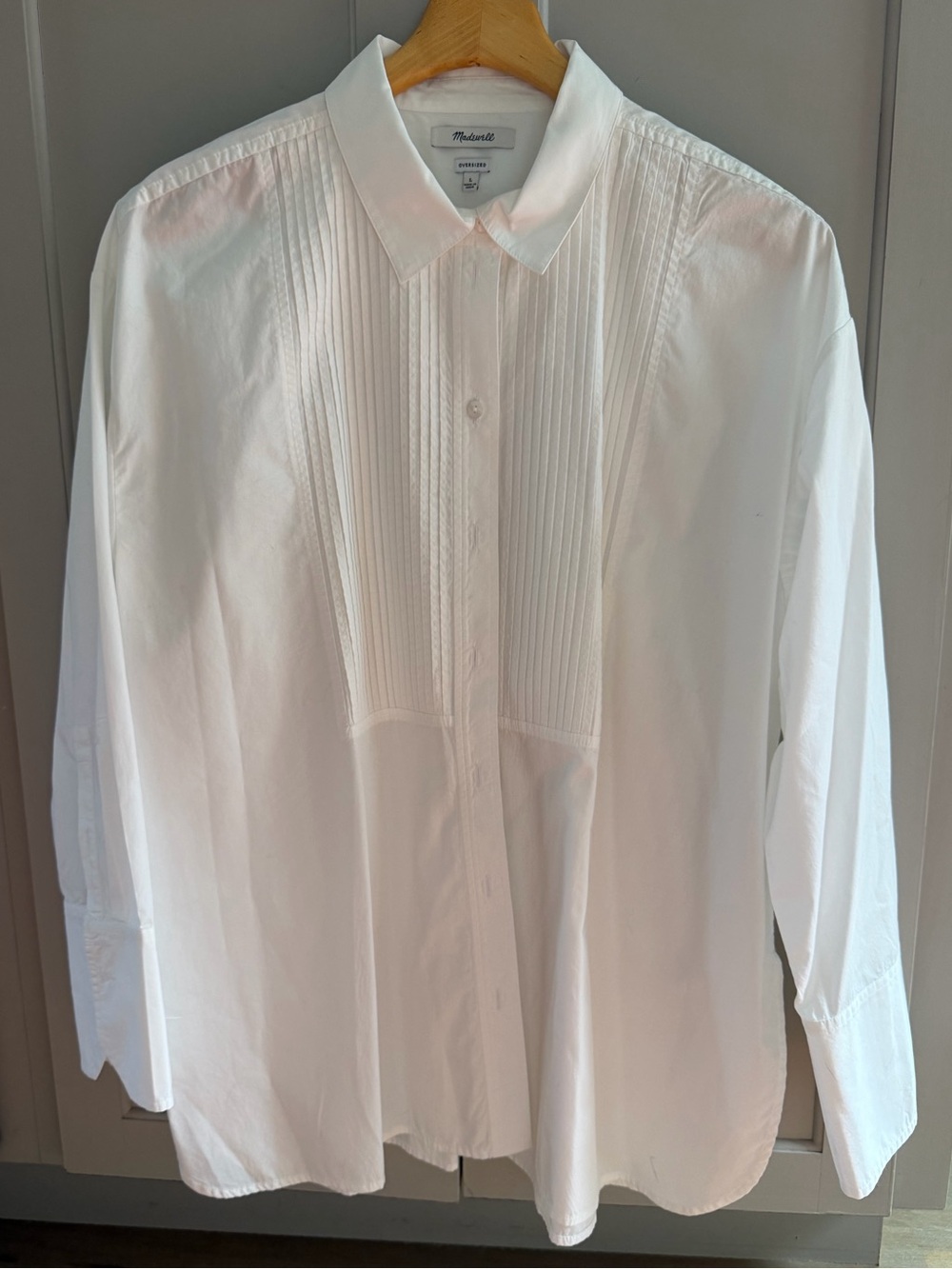 Madewell Tuxedo Bib Cotton Button Down-L